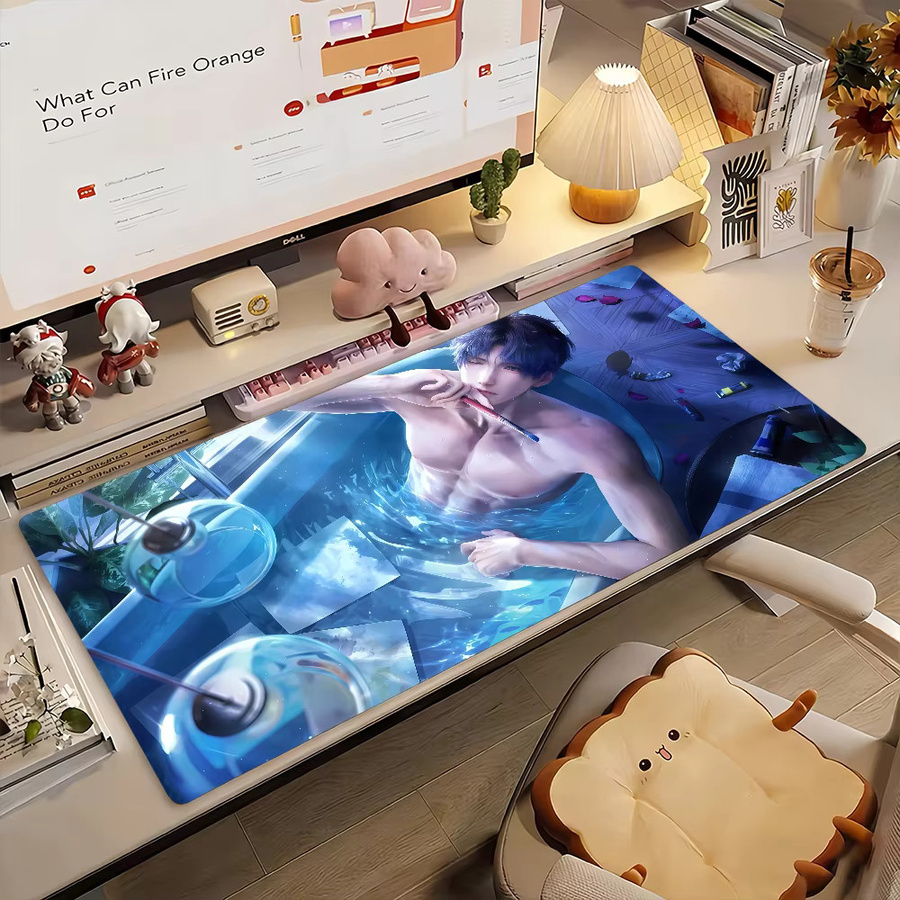 Game Love And Deepspace Rafayel Mauspad in Blau, rutschfeste und verdickte Gaming-Schreibtischunterlage für deinen Laptop - Bild 5