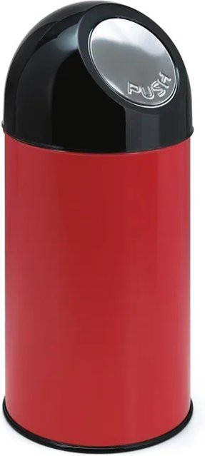 PROREGAL Klassischer Abfallbehälter mit Pushdeckel aus Metall, Rot, H x B x T: 67 x 31 x 31 cm - Bild 1