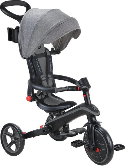 Globber Explorer Trike 4in1 Dreirad Laufrad Kinderwagen faltbar Grau - Bild 1