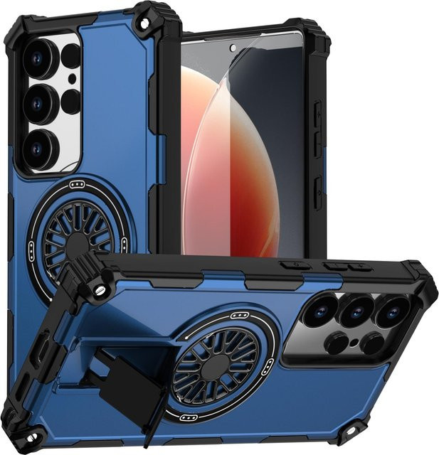 Magnetische Schutzhülle für Samsung Galaxy S24 S25+ S25 Ultra S23 S22 FE A06 A16 A26 A36 A56 5G mit Magsafe und Ständer in Blau - Bild 1