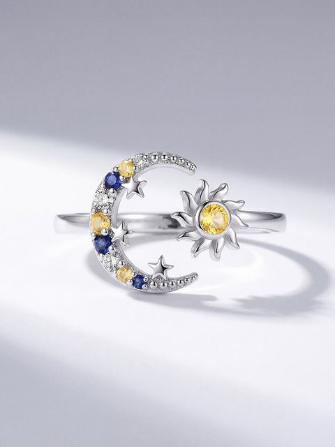 Ring 925 Silber, Mond und Sonne, Damen - Bild 1