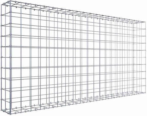 Gabiona Drahtkorb mit C-Ring in Silbergrau, B/T/H: 100 x 200 x 20 cm - Bild 1