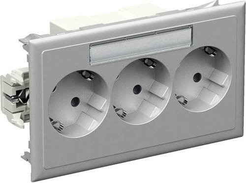Schneider Electric 5940113 Einbaudose mit 3-fach Steckdose in Weiß und Silber - Bild 1