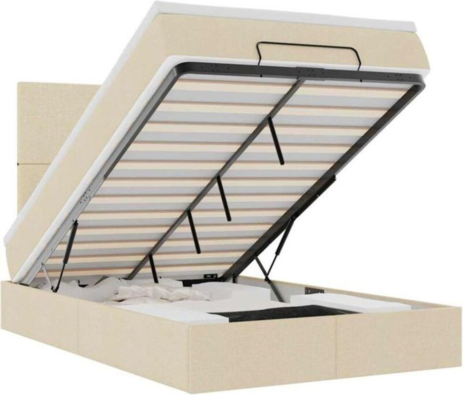 vidaxl Ottoman Polsterbett mit Matratze aus Stoff in Beige, B/T/H: 120 x 190 x 128 cm - Bild 1