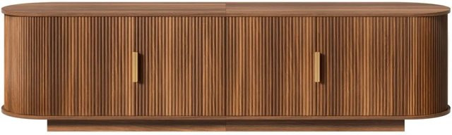 PXloue TV-Schrank Lowboard in Braun mit Wellenstruktur und 4 Türen, B/H/T: 180 x 34,8 x 50 cm - Bild 1