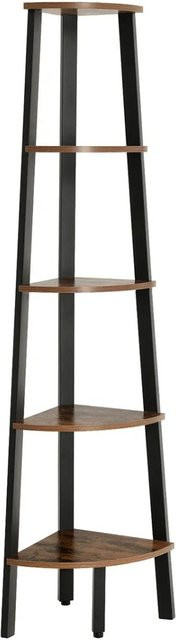 Vasagle Eckregal mit 5 Ebenen im Industrial-Design aus Stahlrahmen, Braun-Schwarz, B/T/H: 37,2 x 37,2 x 158,8 cm - Bild 1