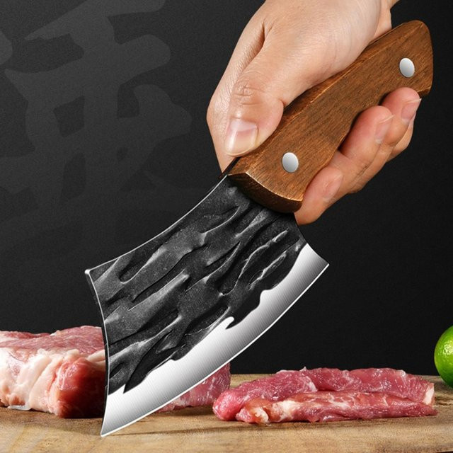 PLYS Cleaver Küchenmesser aus Edelstahl in Schwarz mit Holzgriff - Bild 1