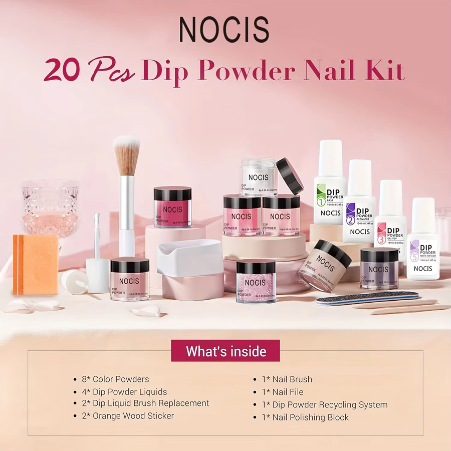 NOCIS Dip Powder Nagel-Set, 8 Farben, Glänzend - Bild 2