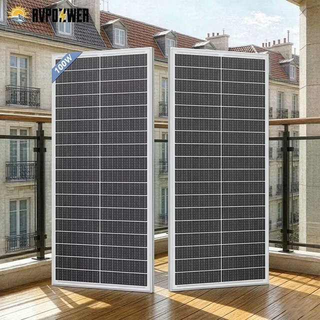 RVPOZWER 100W Solarpanel mit monokristallinen 12BB Solarzellen in Schwarz für Haus, Wohnmobil und Balkon - Bild 1