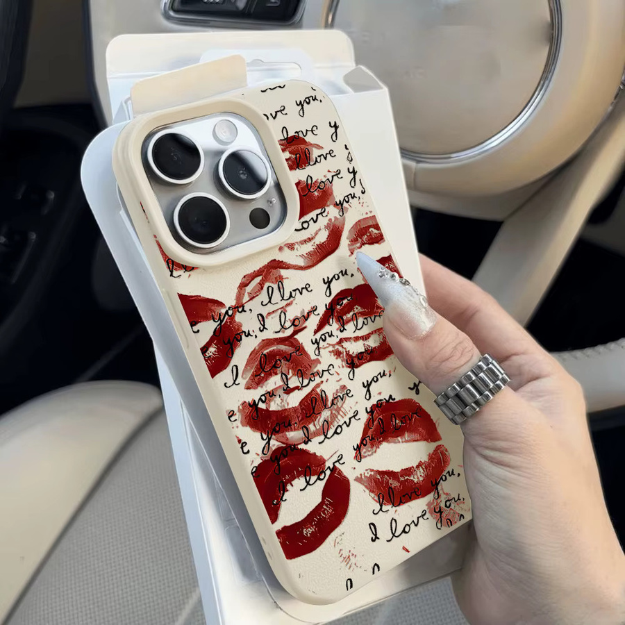 Stoßfeste Silikon-Handyhülle mit rotem Lippen-Design für dein Apple iPhone (kompatibel mit iPhone 17 Pro Max, 16, 15, 14, 13, 12 und Air) in Rot und Weiß - Bild 2