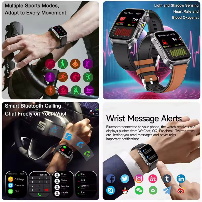 GUHUAVMI Smartwatch mit AI-GPT Diagnose, EKG, Blutdruck, Lipid- und Harnsäure-Messung sowie 650 nm Dual-Probelaser zur Herz-Analyse, in Schwarz oder Blau - Bild 5