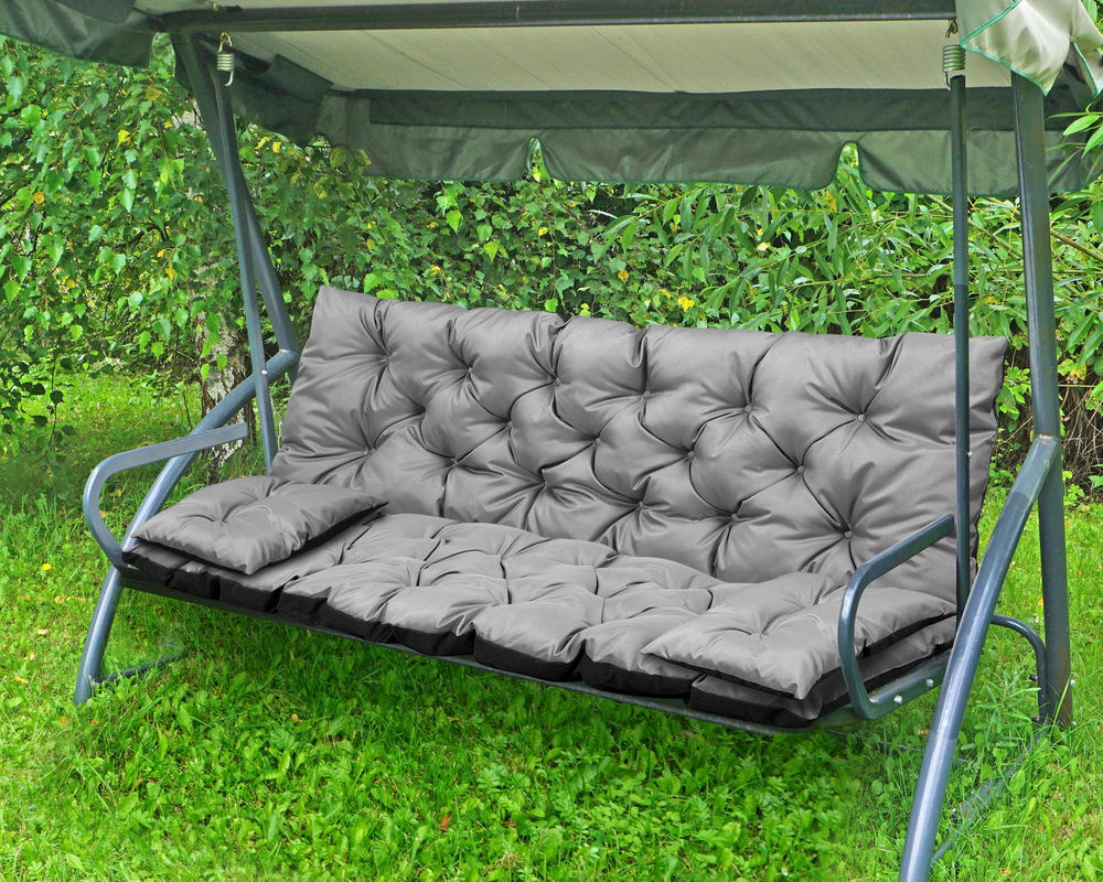 Wasserdichtes Gartenkissen Set von AIOFACTORY OGROD in Schwarz mit Bindeschnüren und kleinen Kissen, B/T/H: 150 x 60 x 50 cm - Bild 6