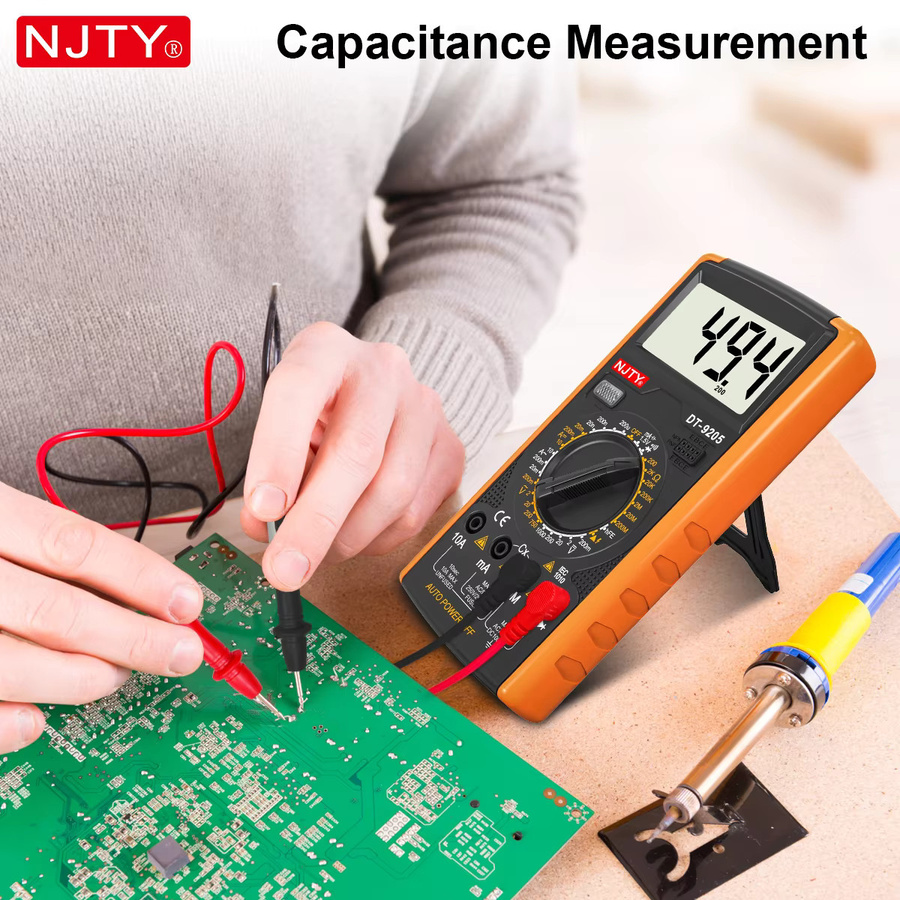NJTY Digitales Multimeter in Orange als professioneller AC/DC-Spannungs-, Strom- und Frequenztester mit Ohmmeter und Amperemeter - Bild 3