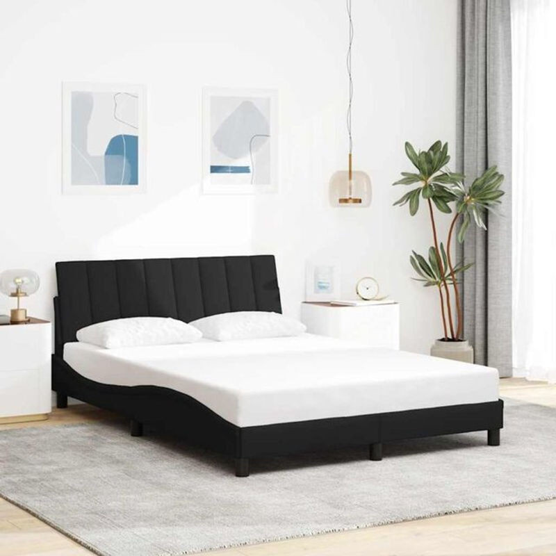 Polsterbett hanko von Vidaxl in Schwarz aus Metall und Stoff, B/T/H: 140 x 190 cm - Bild 1