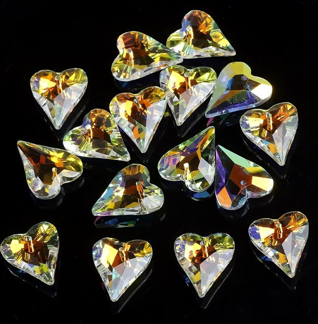 YUANZHIRUN Anhänger, Kristall, Glas, Österreich Herz, 27 mm, Bunt - Bild 1