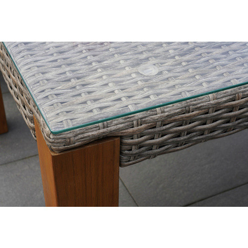 Merxx Gartentisch rechteckig aus Akazienholz, Aluminium und Kunststoffgeflecht in Beige, B/T/H: 200 x 100 x 74 cm - Bild 2