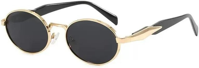 YiRan Sonnenbrille, Oval, Metall, Vollrand, Unisex, Gold, Grey - Bild 1