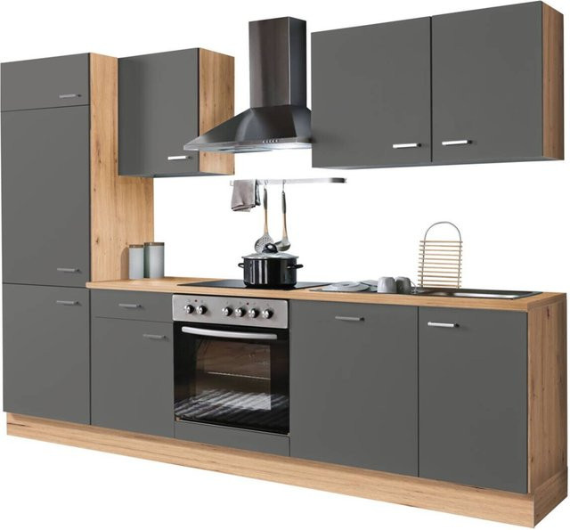 MENKE Küchenblock Gia in Grau mit Eiche Artisan Nachbildung, modern und freistehend, B/H/T: 280 x 200 x 60 cm - Bild 1
