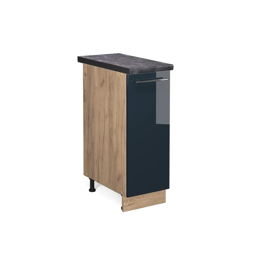 Vicco Apothekerunterschrank Fame-Line Eiche Dunkelblau Hochglanz mit Arbeitsplatte Anthrazit Breite: 30 cm - Bild 3