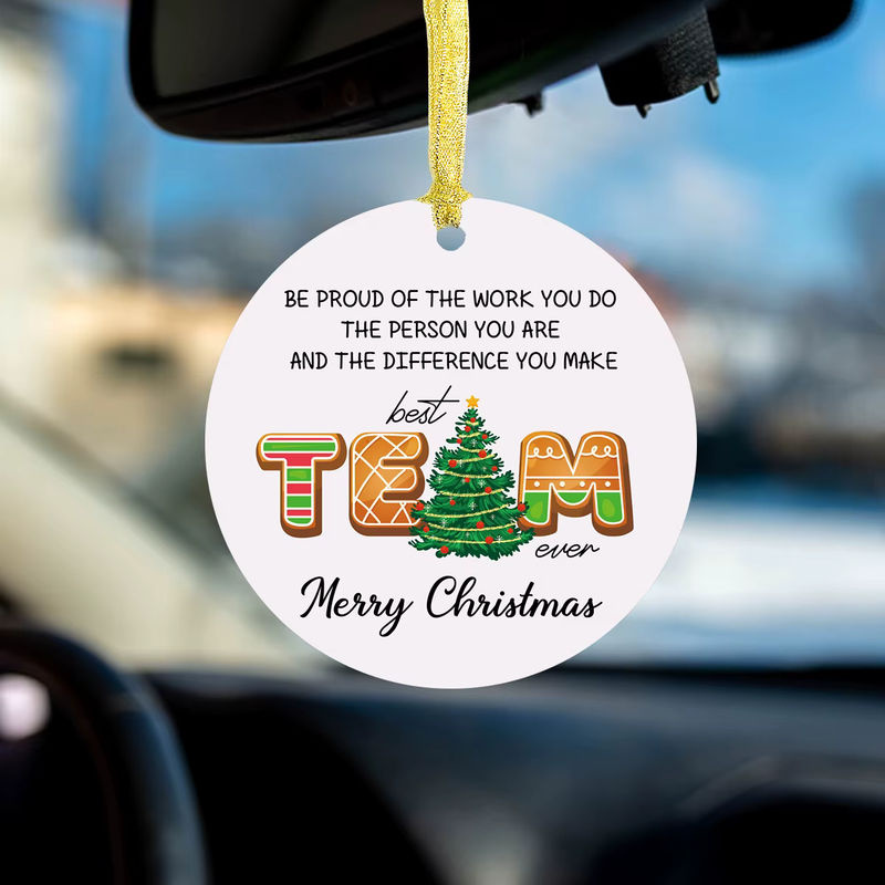 Weihnachtsschmuck als Hängeornament mit weißem Schriftzug aus Kunststoff für deinen Weihnachtsbaum - Bild 3