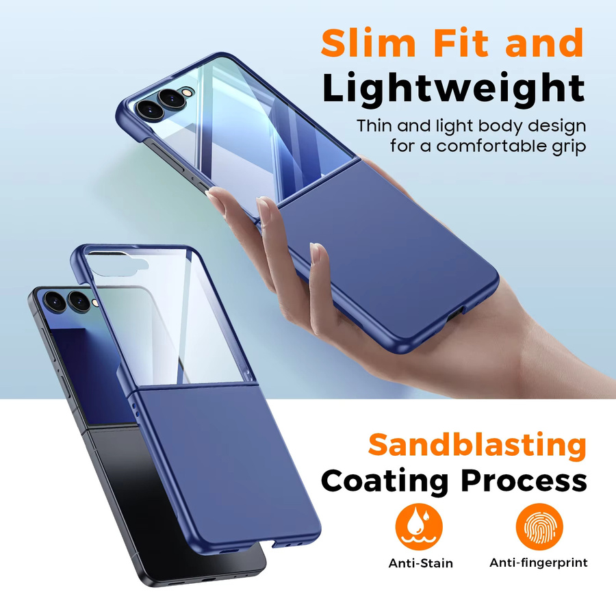 Schutzhülle für Samsung Galaxy Z Flip 7 mit Displayschutz und HD-Schutzfolie, ultradünn, kratzfest und stoßfest, Blau - Bild 4