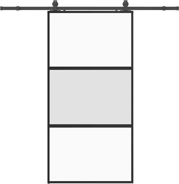 vidaXL Schiebetür aus Glas in Schwarz mit Beschlag, B: 102,5 cm, H: 205 cm - Bild 1