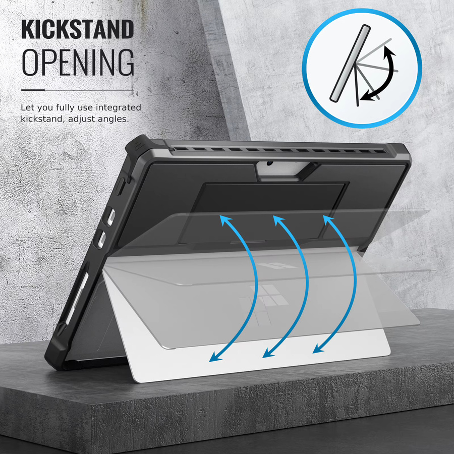 Robuste All-in-One Schutzhülle von dadanism für Surface Go 10 Zoll, Surface Pro 9 8 13 Zoll sowie Surface Pro 7+ Pro 7 Pro 6 Pro 5 Pro 4 in Schwarz - Bild 4