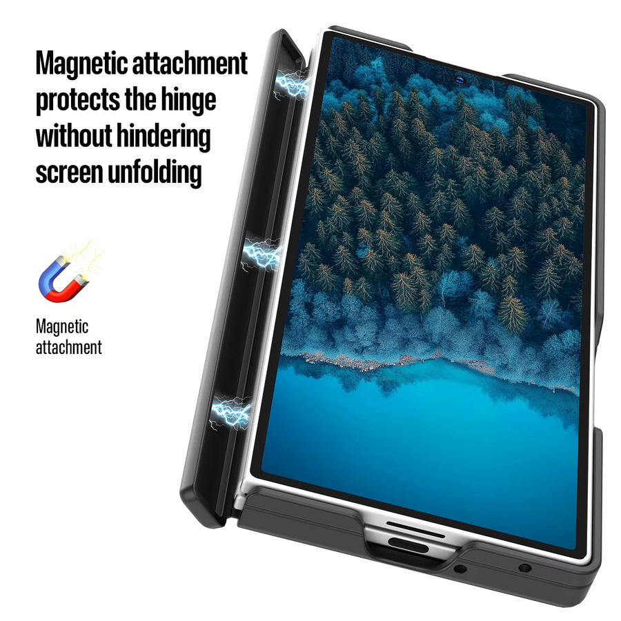 Magnetische Klapphülle für Samsung Galaxy Z Fold7, transparent und mattiert, mit Scharnierschutz und Stoßfestigkeit - Bild 3