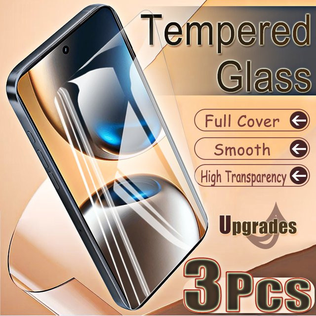 3er-Set gehärtetes Glas als Displayschutz für Realme GT 7T, transparent, Fingerabdruck-Entsperrung kompatibel - Bild 1
