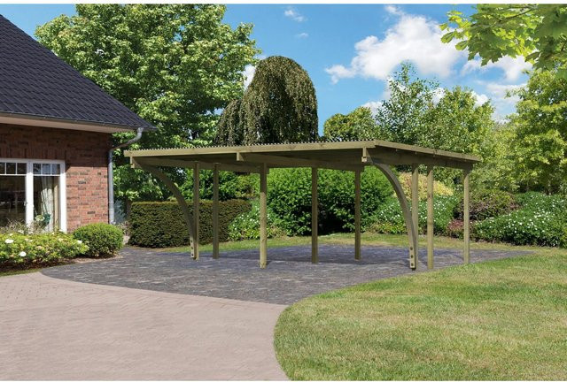Karibu Doppelcarport Eco mit 2 Einfahrtsbögen B: 527 cm, T: 387 cm - Bild 1