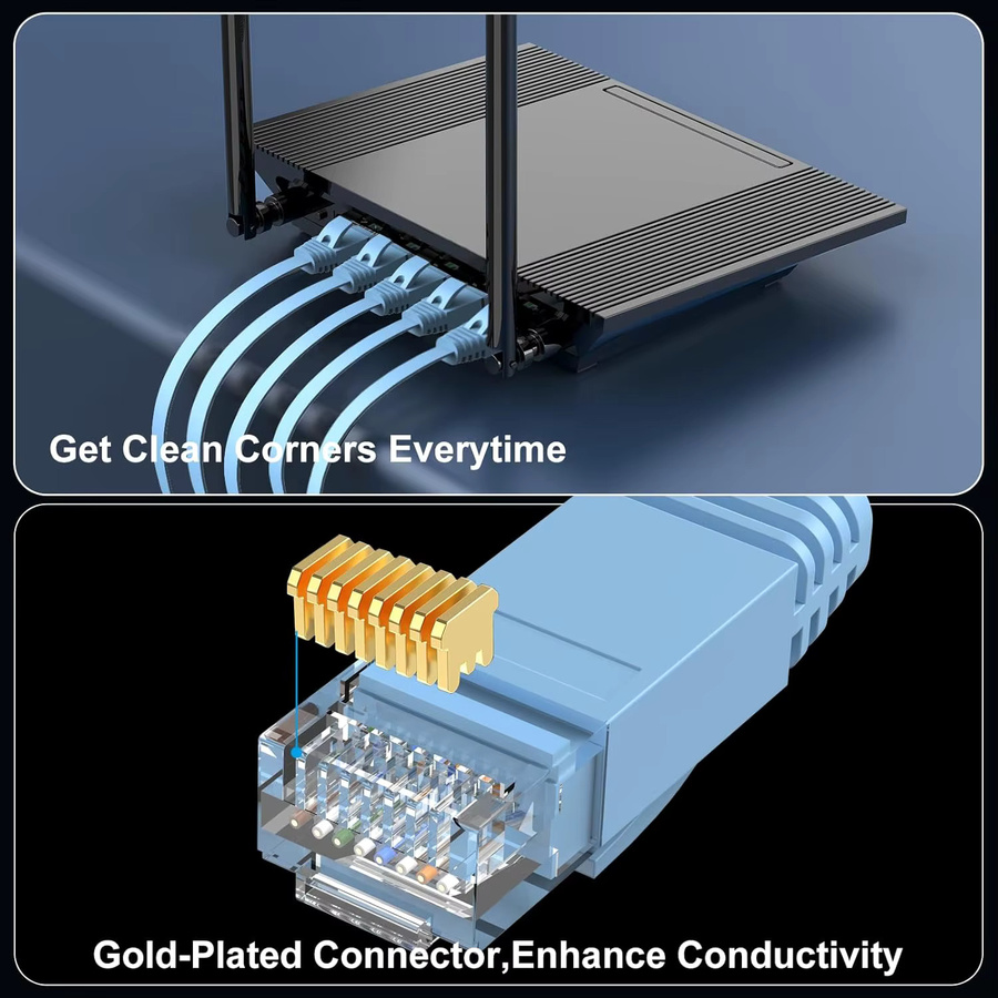 Ninth World Cat 6 Ethernet LAN-Kabel mit RJ45-Anschluss in Blau - Bild 5