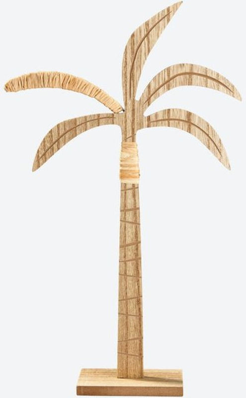Moderne Deko-Palme aus Holz in Beige und Braun, B/T/H: 34 x 20 x 5 cm - Bild 1