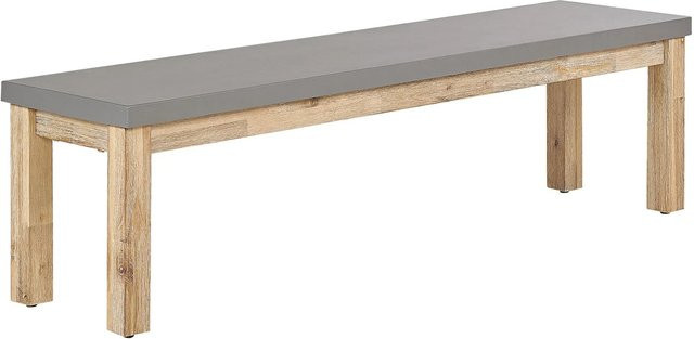 Beliani Gartenbank OSTUNI aus Akazienholz in Grau, B/T/H: 160 x 40 x 45 cm - Bild 1