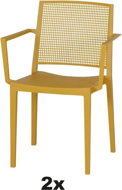 Siena Garden Stapelsessel-Set Square 2-teilig in Mustard Yellow aus Polypropylen und Glasfaser - Bild 1