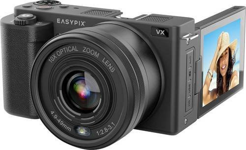 Easypix VX6430 Digitalkamera in Schwarz mit 64 Megapixeln, 10x optischem Zoom und 4K-Video - Bild 1