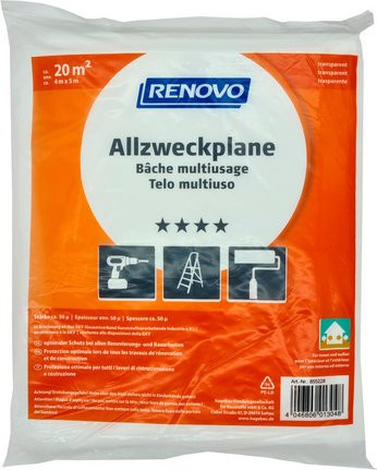 RENOVO Allzweckplane transparent, Breite: 4 m, Länge: 5 m - Bild 1