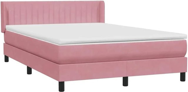 vidaXL Boxspringbett mit Matratze in Rosa, Samt, B/T: 140 x 220 cm - Bild 1
