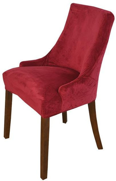 Weicher Samt-Sesselbezug in Rot für schräge Sessel, elastischer Stretch-Bezug für Esszimmer und Heimbüro - Bild 1