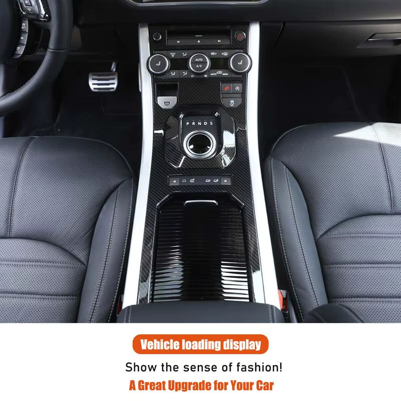 Suetlcoity Zubehör für die Mittelkonsole und Schalttafel als Getriebe-Shift-Panel Abdeckung in Schwarz für Land Rover Range Rover Evoque 2012-2018 - Bild 3