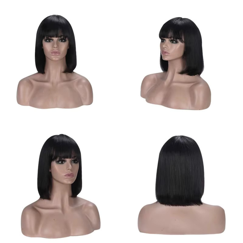 Suri Hair Bob-Perücke, 8 Zoll, Kunsthaar, Schwarz mit Pony - Bild 2