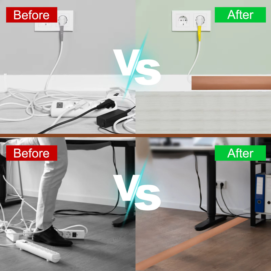 Uxcell Selbstklebende PVC-Bodenkabelabdeckung in Schwarz als Stromkabelschutz und Kabelkanal - Bild 4