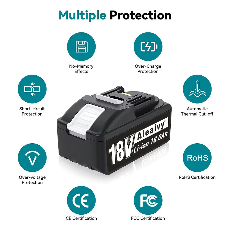 Reoaoone Akku Kompatibel mit Makita 18V 21700 A + Zelle Batterie 18 Ah für Hammer Bohrer und Power Werkzeuge - Bild 5