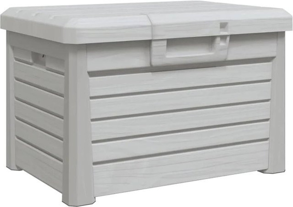 vidaXL Outdoor-Kissenbox in Grau mit Holz-Optik aus Polypropylen, B/T/H: 73 x 50,5 x 46,5 cm