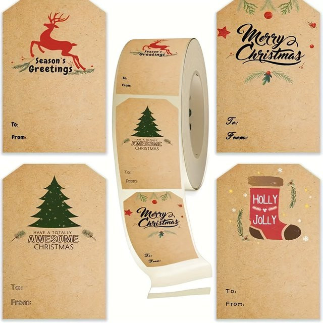 DUTRIEUX Vintage-Weihnachtsaufkleber Rolle mit 300 Etiketten aus Papier in Multicolour - Bild 1