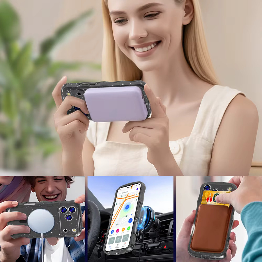 Bling Sparkling Rainbow Magnetic Wireless Charging AI Button Handyhülle für iPhone 17 16 15 Pro Max Plus in Multicolour - Bild 5