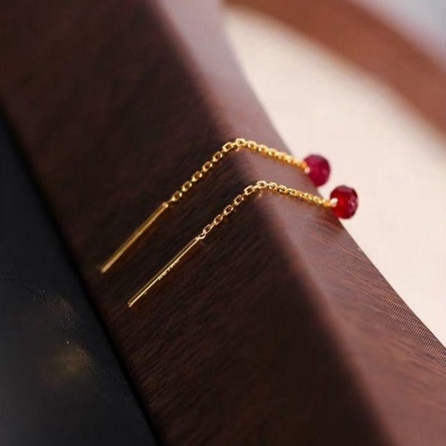 YIRAN Jewelry Ohrringe, Roségold, Rubin, Zirkonia, Damen - Bild 1