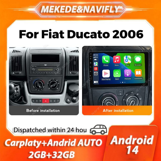 NAVIFANS Android 14 Intelligentes Autoradio Multimedia System mit Carplay für Fiat Ducato Peugeot Boxer Citroen Jumper 2 (2006-2022) in Schwarz - Bild 1