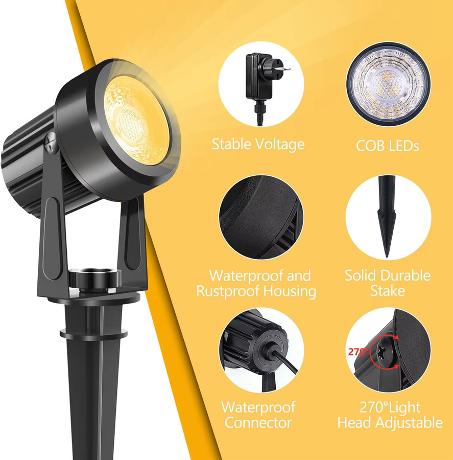 LED Außenstrahler für Garten und Landschaft IP65 Warmweiß Schwarz Metall Bodenstrahler 3000K B/T/H: 15,8 x 6,0 x 15,8 cm - Bild 3