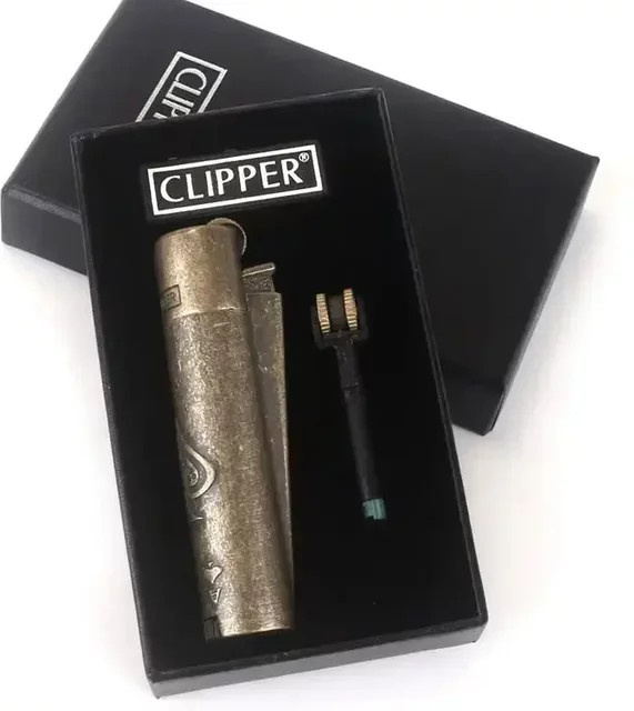 Clipper Spades A Metal Gas Jet Feuerzeug in Gold - Bild 1