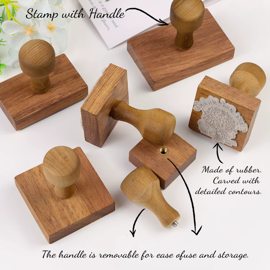 Personalisierter Stempel mit individueller Bildanpassung aus Holz in Schwarz oder Braun - Bild 3